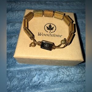 Woodstone Unisex Brown Wooden Bracelet